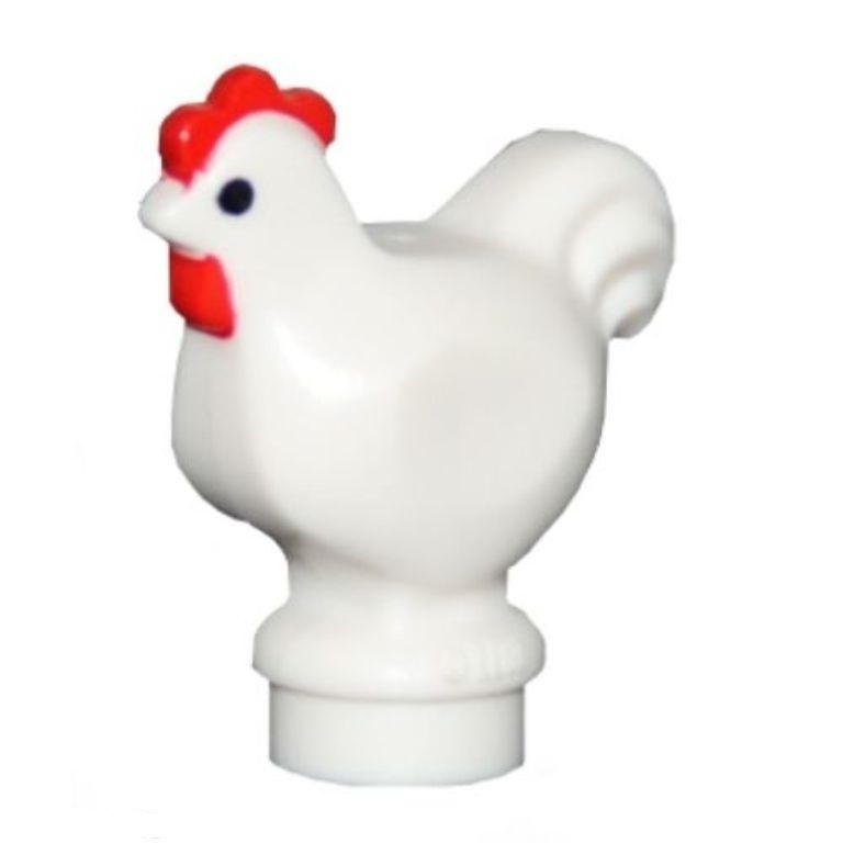4x Huhn - Henne Hühner Hahn chicken Tier Bauernhof 95342pb01 weiss LEGO City 